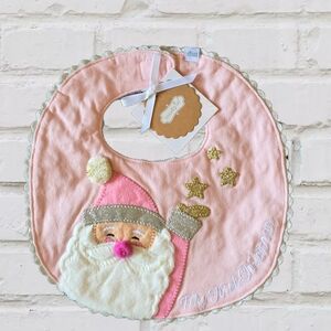 Mud Pie Baby's First Christmas Bib • Pink Santa • Nordstrom